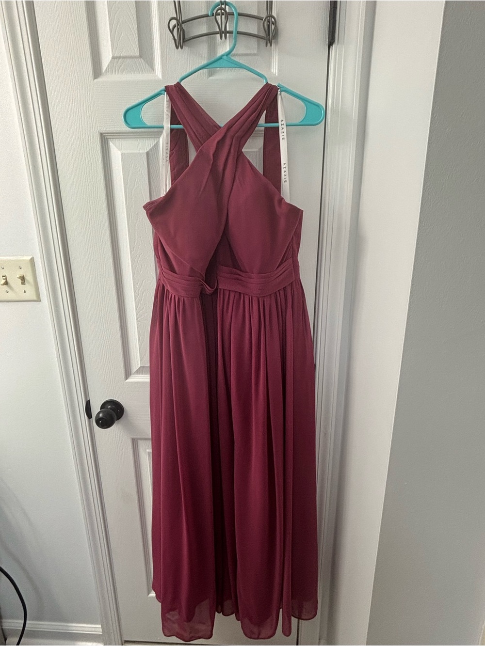 Azazie Mulberry Sleeveless Cross-Back Chiffon Maxi Dress